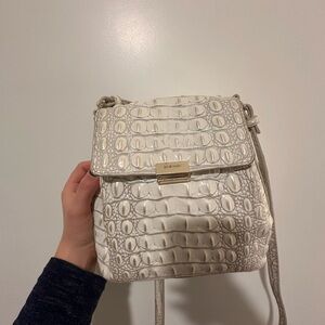 Brahmin Cream Croc-Embossed Purse